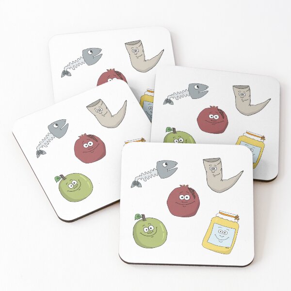 Item preview, Cute Rosh Hashanah Sticker Pack – Funny Shana Tova Food Pattern designed and sold by MyxaART.