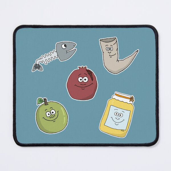 Item preview, Cute Rosh Hashanah Sticker Pack – Funny Shana Tova Food Pattern designed and sold by MyxaART.