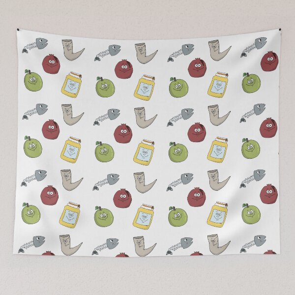 Item preview, Cute Rosh Hashanah Sticker Pack – Funny Shana Tova Food Pattern designed and sold by MyxaART.