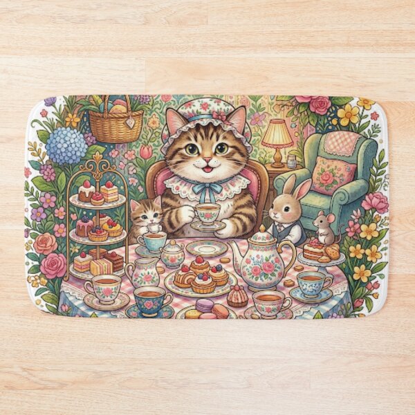 Item preview, Cozy Tea Party Cat designed and sold by Iampoji.