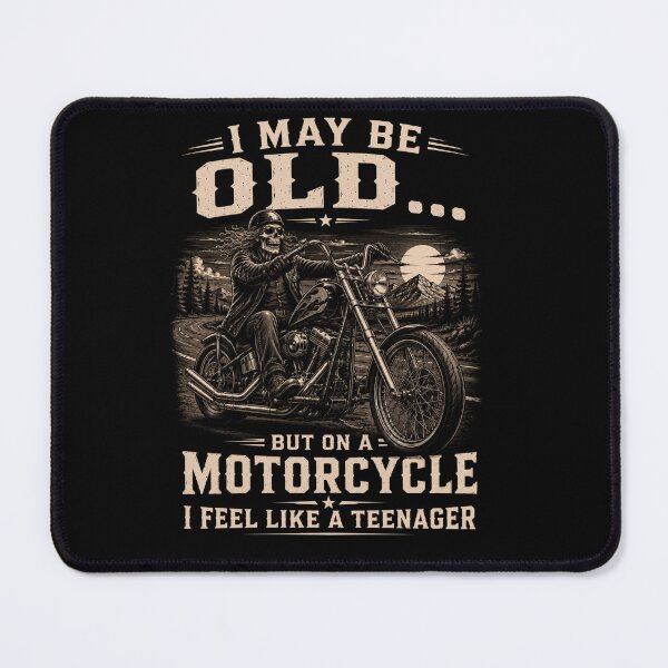 Item preview, I May Be Old But On A Motorcycle I Feel Like A Teenager – Funny Biker Skull Design designed and sold by MargaretaArt.