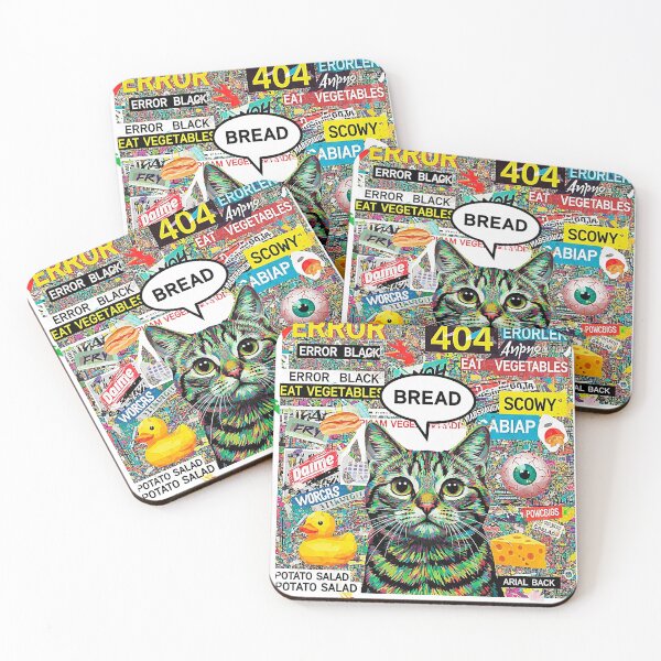 Item preview, Surreal Cat Sticker Bomb Collage Thinking About Bread designed and sold by SholoStudio.