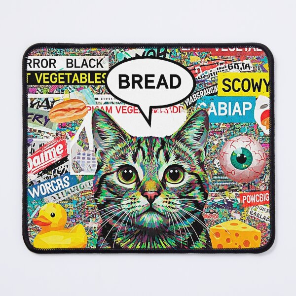 Item preview, Surreal Cat Sticker Bomb Collage Thinking About Bread designed and sold by SholoStudio.