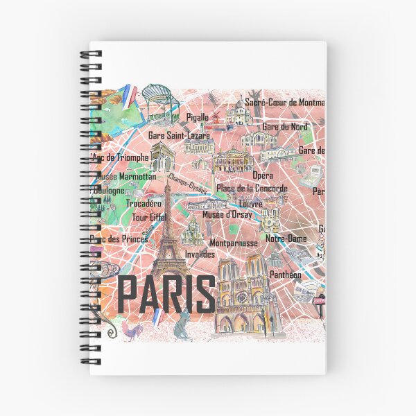 Item preview, Paris Illustrated Map – France Travel Memory Print, Paris Landmarks Wall Art Gift designed and sold by artshop77.