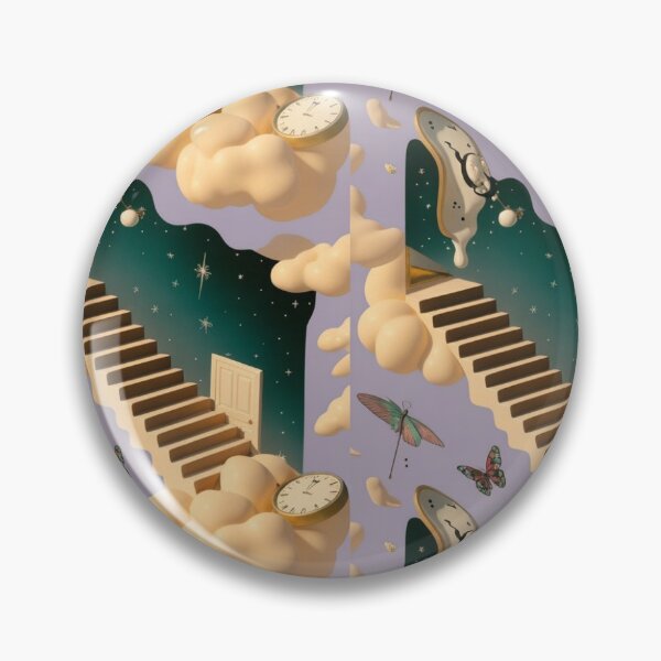 Item preview, Surreal Melting Clocks Staircase Pattern | Dreamy Dali Inspired Seamless Repeat designed and sold by Midnight Veil Designs.