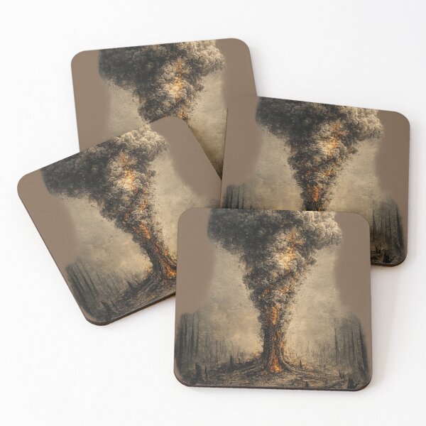 Item preview, Burning Tree Wildfire Climate Change Forest Fire Environmental Awareness Dark Nature Art designed and sold by OrbitOfMind.