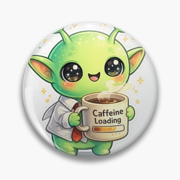 Item preview, Cute Alien Scientist ☕? | Caffeine Loading Kawaii Sticker Design | Funny Coffee Lover Gift designed and sold by Bismillah-Najah.