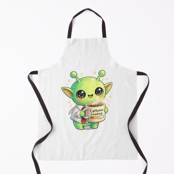 Item preview, Cute Alien Scientist ☕? | Caffeine Loading Kawaii Sticker Design | Funny Coffee Lover Gift designed and sold by Bismillah-Najah.