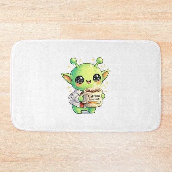 Item preview, Cute Alien Scientist ☕? | Caffeine Loading Kawaii Sticker Design | Funny Coffee Lover Gift designed and sold by Bismillah-Najah.
