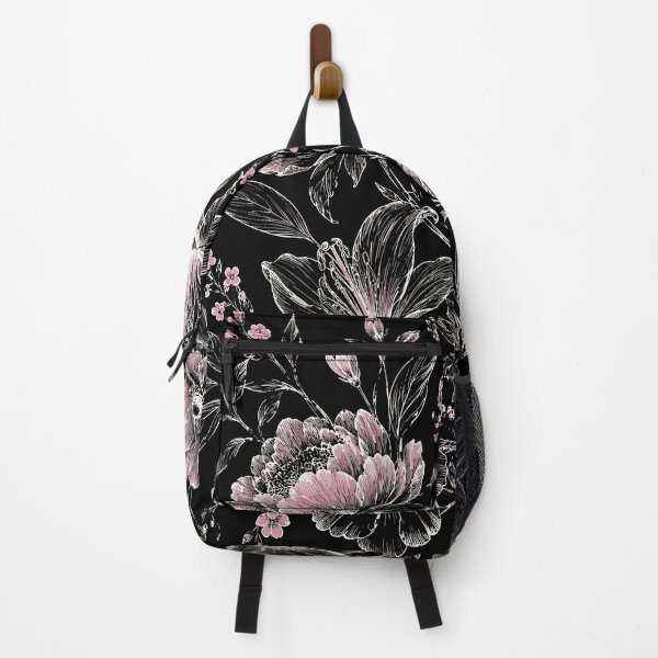 Item preview, Vintage Black Floral Lily Peony Pattern with Soft Pink Botanical Art designed and sold by Looming Lines.