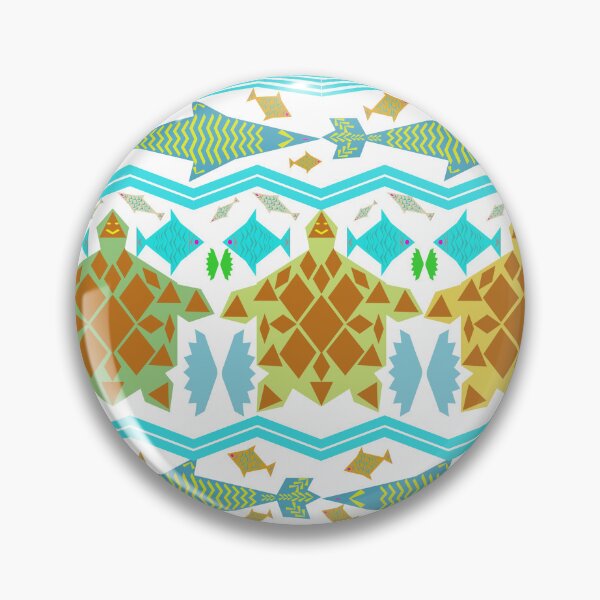 Item preview, Sea Turtle and Tropical Fish Seamless Pattern with Tribal Geometric Ocean Design designed and sold by Ei-Ei.