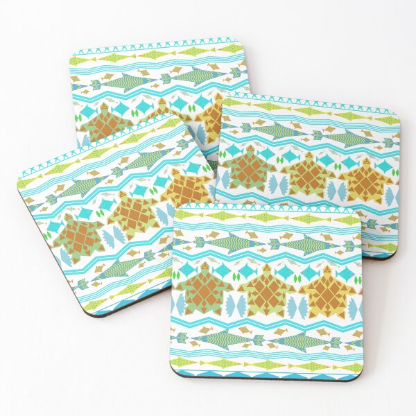 Item preview, Sea Turtle and Tropical Fish Seamless Pattern with Tribal Geometric Ocean Design designed and sold by Ei-Ei.