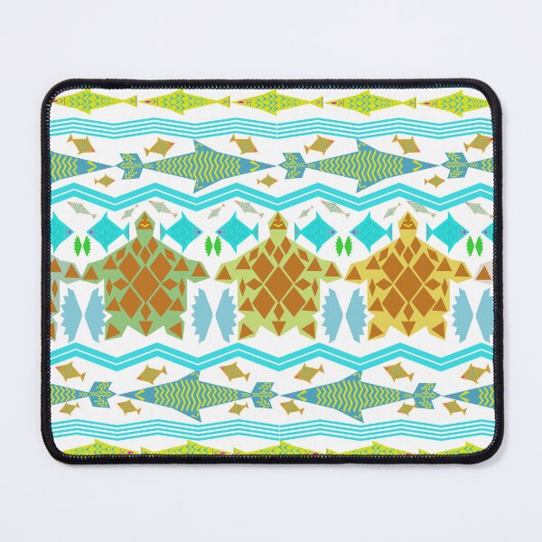 Item preview, Sea Turtle and Tropical Fish Seamless Pattern with Tribal Geometric Ocean Design designed and sold by Ei-Ei.