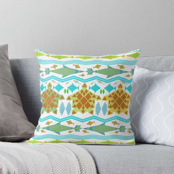 Item preview, Sea Turtle and Tropical Fish Seamless Pattern with Tribal Geometric Ocean Design designed and sold by EiArtist.