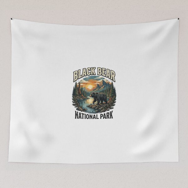 Item preview, Black Bear National Park Vintage Outdoor Adventure Scene designed and sold by longngusuc.