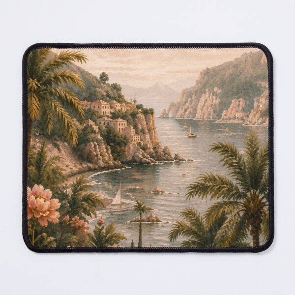 Item preview, Villa di Capri Pink Coastal Paradise Vintage Travel Poster designed and sold by Ioanna-Studio.
