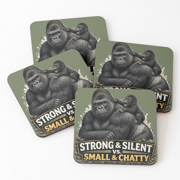 Item preview, Strong & Silent vs Small & Chatty Gorilla Dad Design designed and sold by planetreynolds.