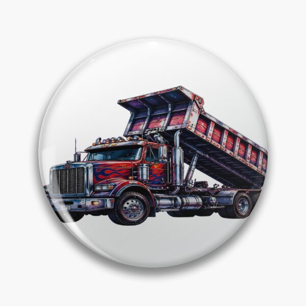 Item preview, Flame Dump Truck Red Blue Art – Heavy Duty Trucker Poster – Cool Truck Wall Art Print designed and sold by RAYBIL.