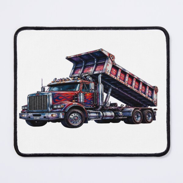 Item preview, Flame Dump Truck Red Blue Art – Heavy Duty Trucker Poster – Cool Truck Wall Art Print designed and sold by RAYBIL.