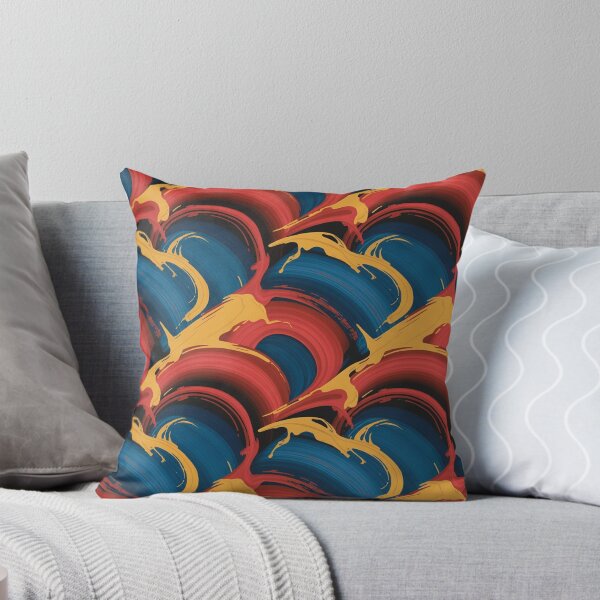 Item preview, Bold Expressionist Wave Pattern | Vibrant Red Blue Yellow Abstract Seamless Repeat designed and sold by Midnight Veil Designs.