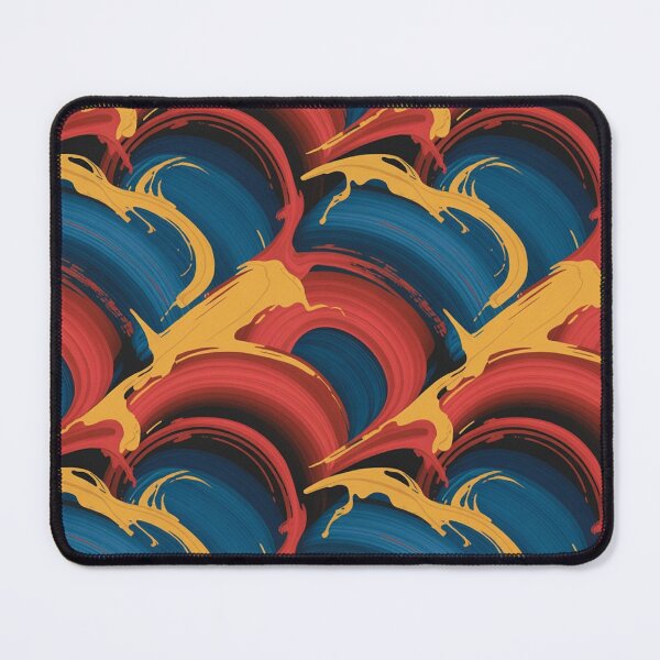 Item preview, Bold Expressionist Wave Pattern | Vibrant Red Blue Yellow Abstract Seamless Repeat designed and sold by Midnight Veil Designs.