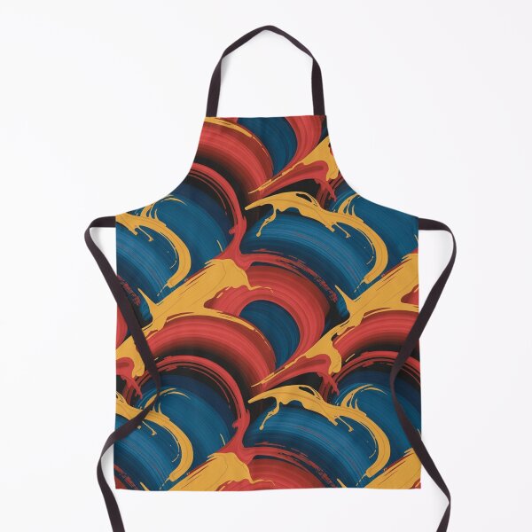 Item preview, Bold Expressionist Wave Pattern | Vibrant Red Blue Yellow Abstract Seamless Repeat designed and sold by Midnight Veil Designs.