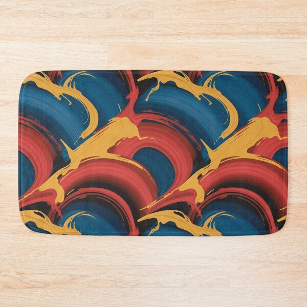 Item preview, Bold Expressionist Wave Pattern | Vibrant Red Blue Yellow Abstract Seamless Repeat designed and sold by Midnight Veil Designs.