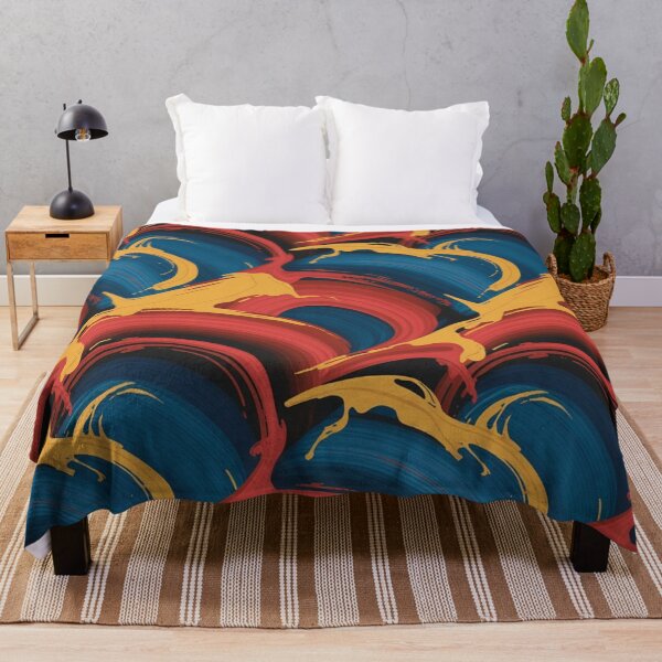 Item preview, Bold Expressionist Wave Pattern | Vibrant Red Blue Yellow Abstract Seamless Repeat designed and sold by Midnight Veil Designs.