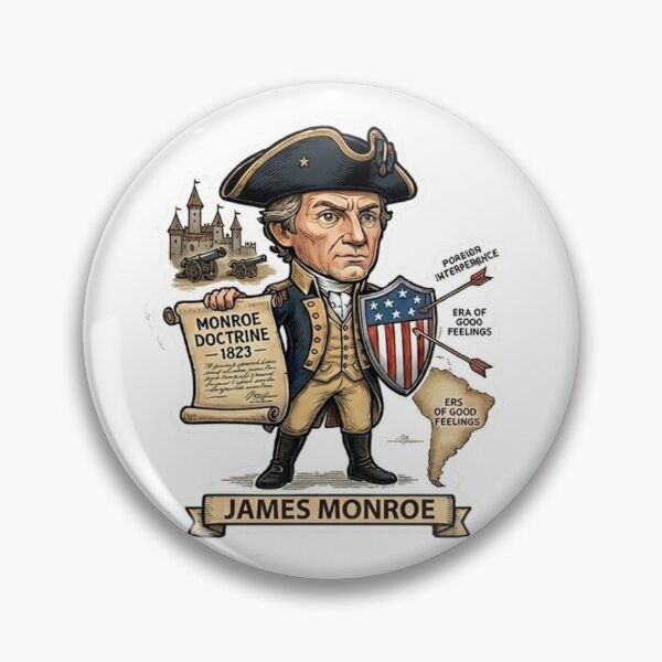 Item preview, 5th President: James Monroe • "Monroe Doctrine" Retro History Sticker & Apparel designed and sold by CleverCulture.
