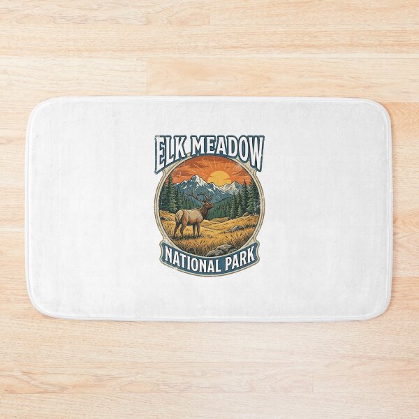 Item preview, Elk Meadow National Park Vintage Mountain Wildlife Scene designed and sold by longngusuc.