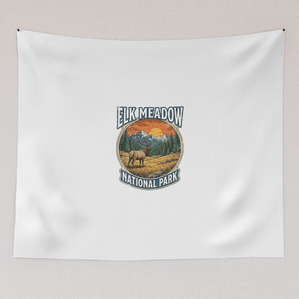 Item preview, Elk Meadow National Park Vintage Mountain Wildlife Scene designed and sold by longngusuc.