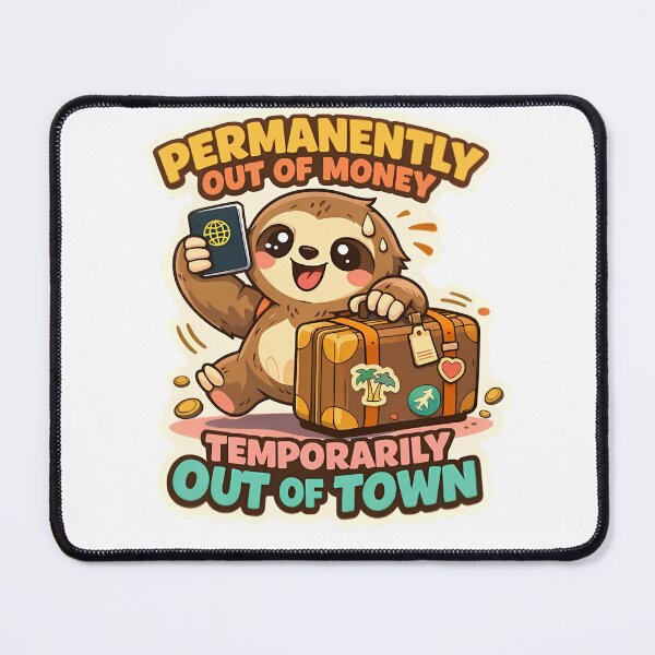 Item preview, Temporarily Out Of Town Funny Travel Sloth Sticker designed and sold by MIROUZ2000.