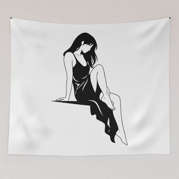 Item preview, Minimalist Seated Woman Line Art Print designed and sold by Studio pod Burom.
