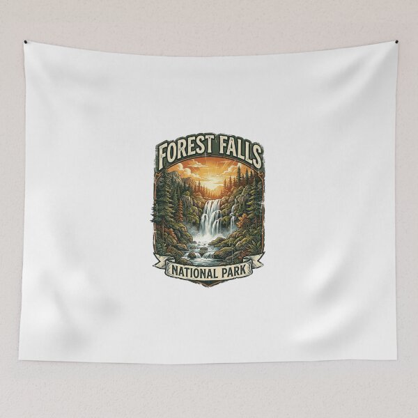 Item preview, Forest Falls National Park Vintage Waterfall Landscape Art designed and sold by longngusuc.