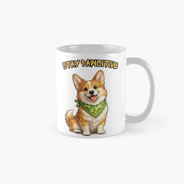 Item preview, Stay Pawsitive Cute Corgi Dog Illustration designed and sold by NeoPrintArt.