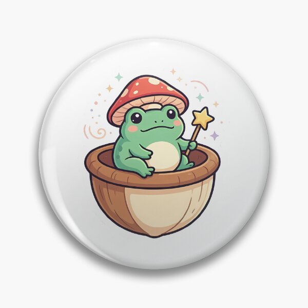 Item preview, Cute Kawaii Magic Frog with Mushroom Cap in Acorn designed and sold by YALLABUY.