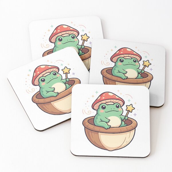 Item preview, Cute Kawaii Magic Frog with Mushroom Cap in Acorn designed and sold by YALLABUY.