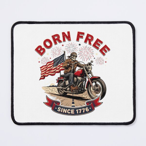Item preview, Born Free Since 1776 Skeleton Biker Independence Day designed and sold by ArcticFoxStudio.