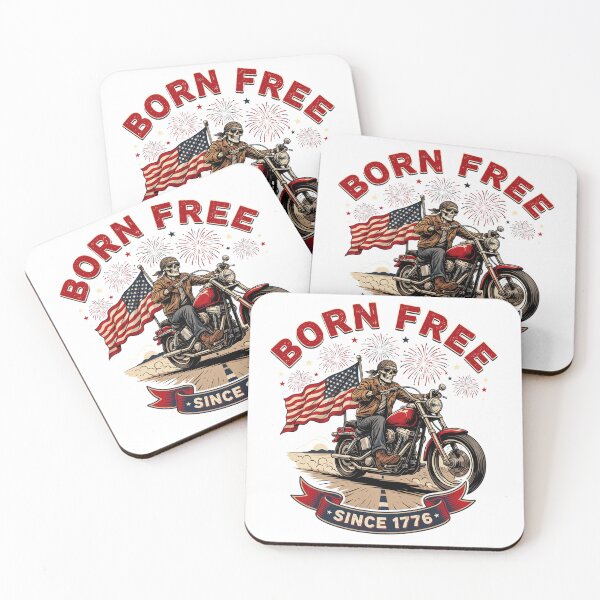 Item preview, Born Free Since 1776 Skeleton Biker Independence Day designed and sold by ArcticFoxStudio.