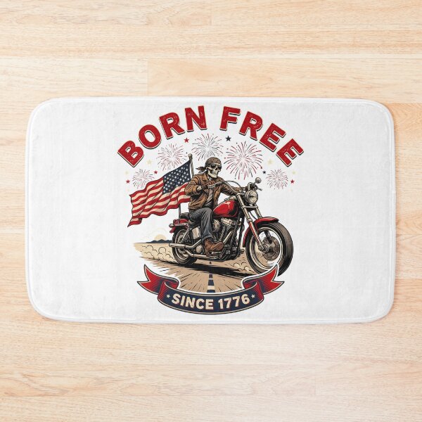 Item preview, Born Free Since 1776 Skeleton Biker Independence Day designed and sold by ArcticFoxStudio.