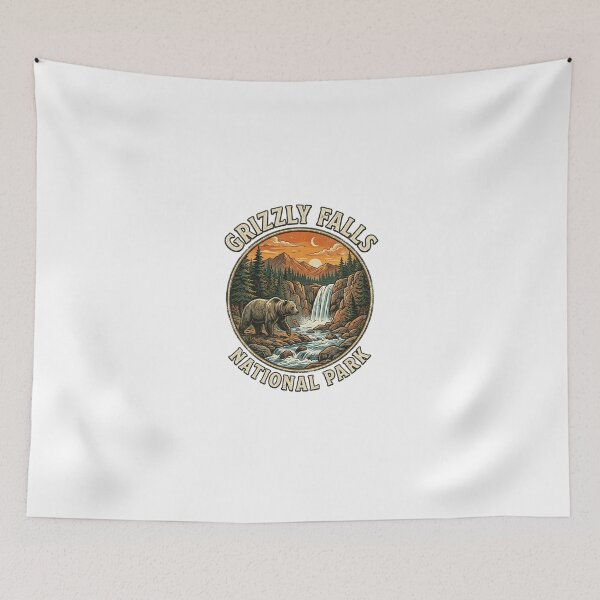 Item preview, Grizzly Falls National Park Vintage Bear Waterfall Scene designed and sold by longngusuc.