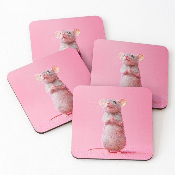 Artikelvorschau, Pinke Glitzermaus, lustige und niedliche Maus-Kunst entworfen und verkauft von Lala and Jull.