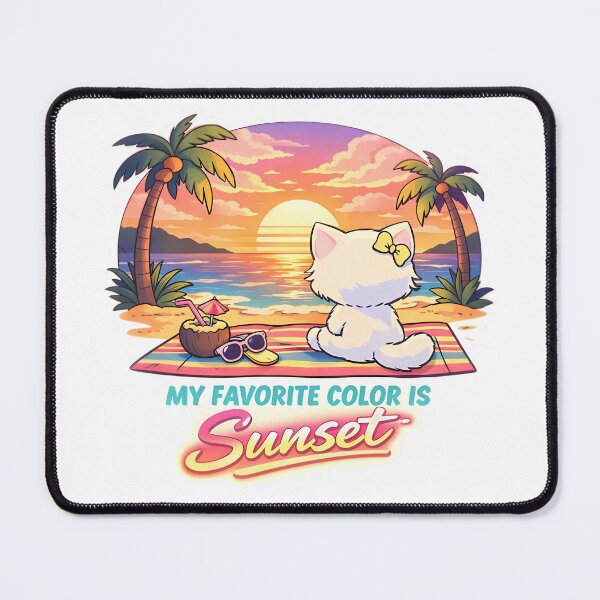 Item preview, My Favorite Color Is Sunset Cute Beach Cat Retro Sticker designed and sold by MIROUZ2000.
