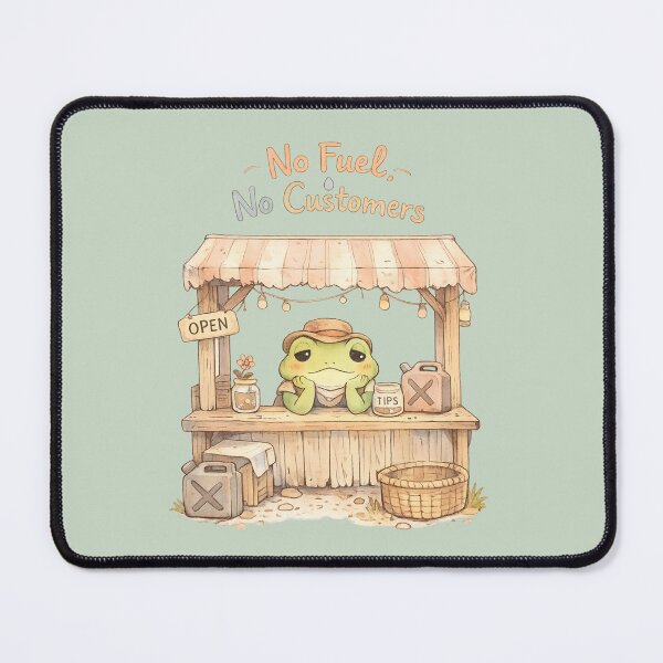 Item preview, Cute Frog Vendor Market Stall - No Fuel No Customers | Kawaii Fuel Petrol Crisis Humor Art designed and sold by PopCulturePixel.