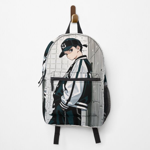 Item preview, Fashion - Man in Black Varsity Jacket Snapback Streetwear Anime Variant 4 designed and sold by AnimeShin.