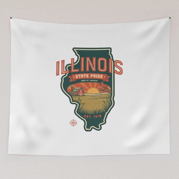 Item preview, Illinois State Pride Vintage Barn Design – Land of Lincoln Retro Farmhouse Travel Graphic designed and sold by ArcticFoxStudio.