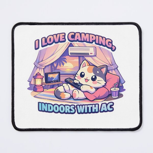 Item preview, I Love Camping Indoors With AC Funny Glamping Cat Sticker designed and sold by MIROUZ2000.