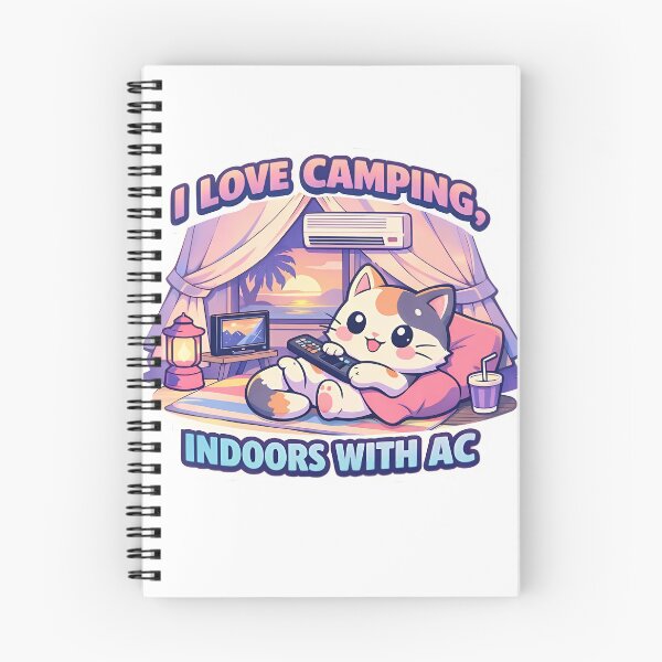 Item preview, I Love Camping Indoors With AC Funny Glamping Cat Sticker designed and sold by MIROUZ2000.