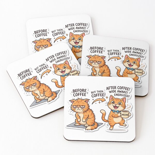 Item preview, Grumpy Cat Before After Coffee Meme Funny Morning Person designed and sold by ryanguas.