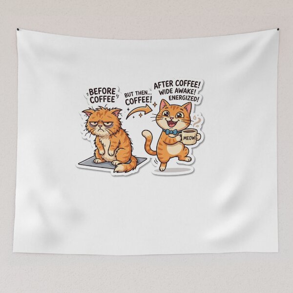 Item preview, Grumpy Cat Before After Coffee Meme Funny Morning Person designed and sold by ryanguas.